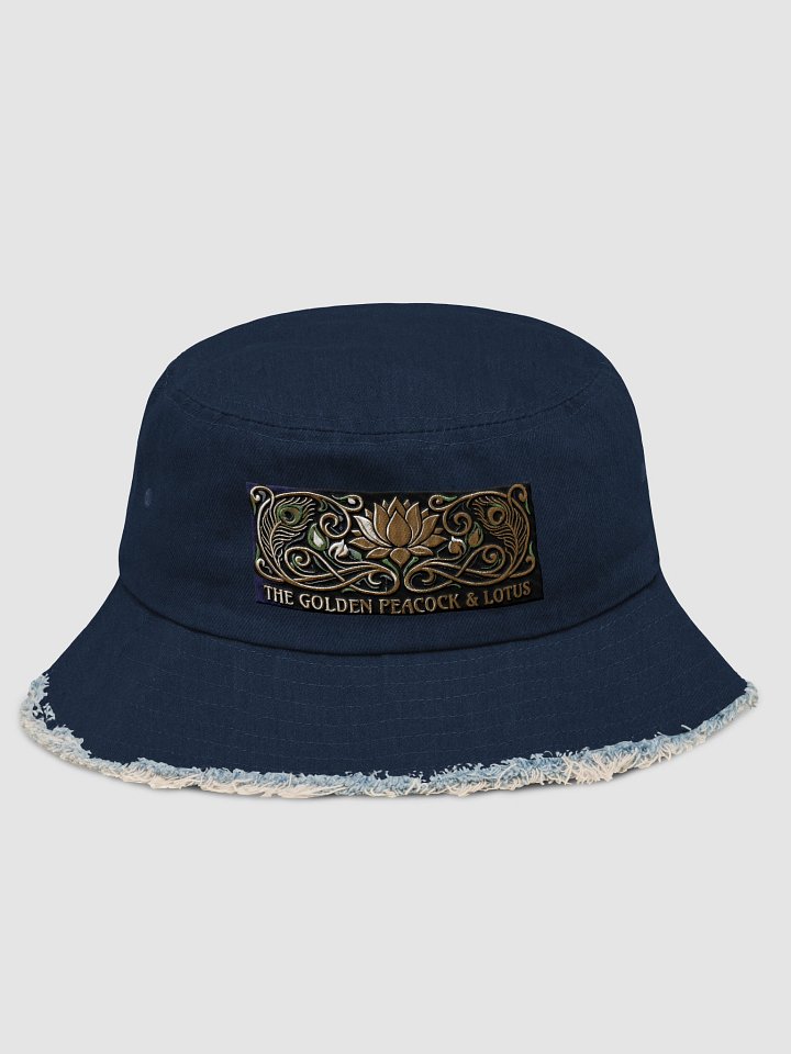 Art Nouveau Peacock Embroidered Bucket Hat - Premium Gold Line Luxury Sun Hat - Golden Peacock & Lotus Streetwear Headwear product image (1)