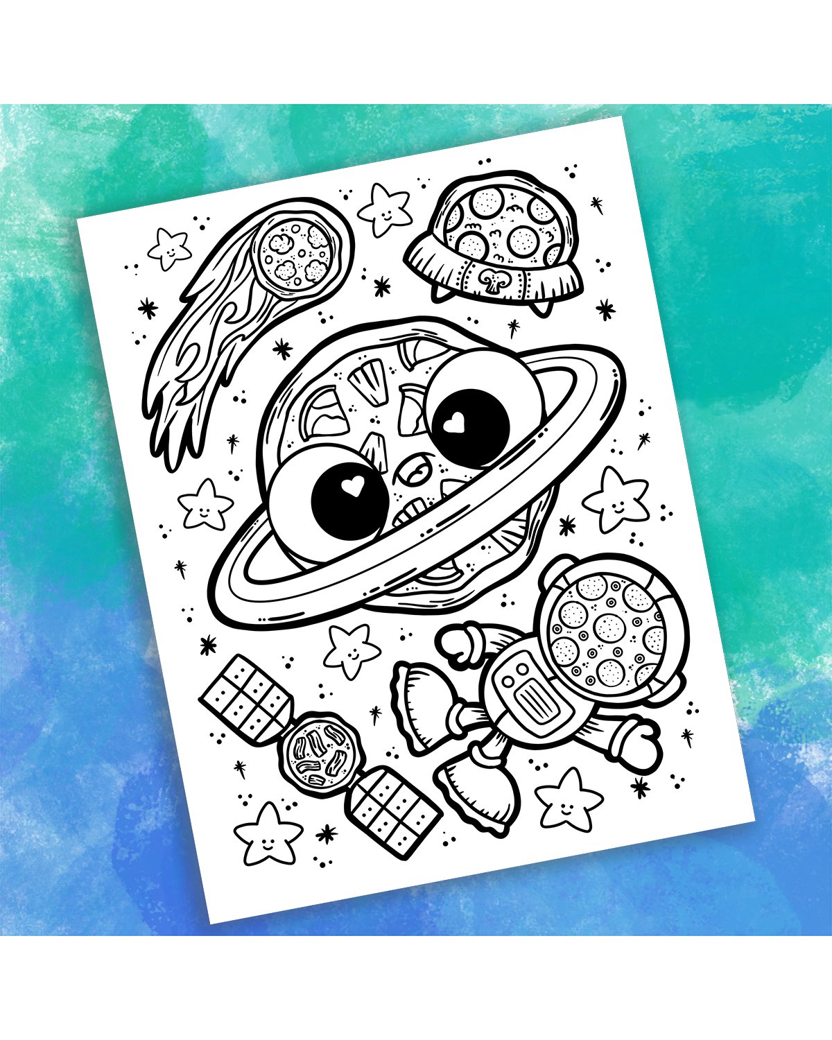 Space Pizza Coloring Page product image (1)