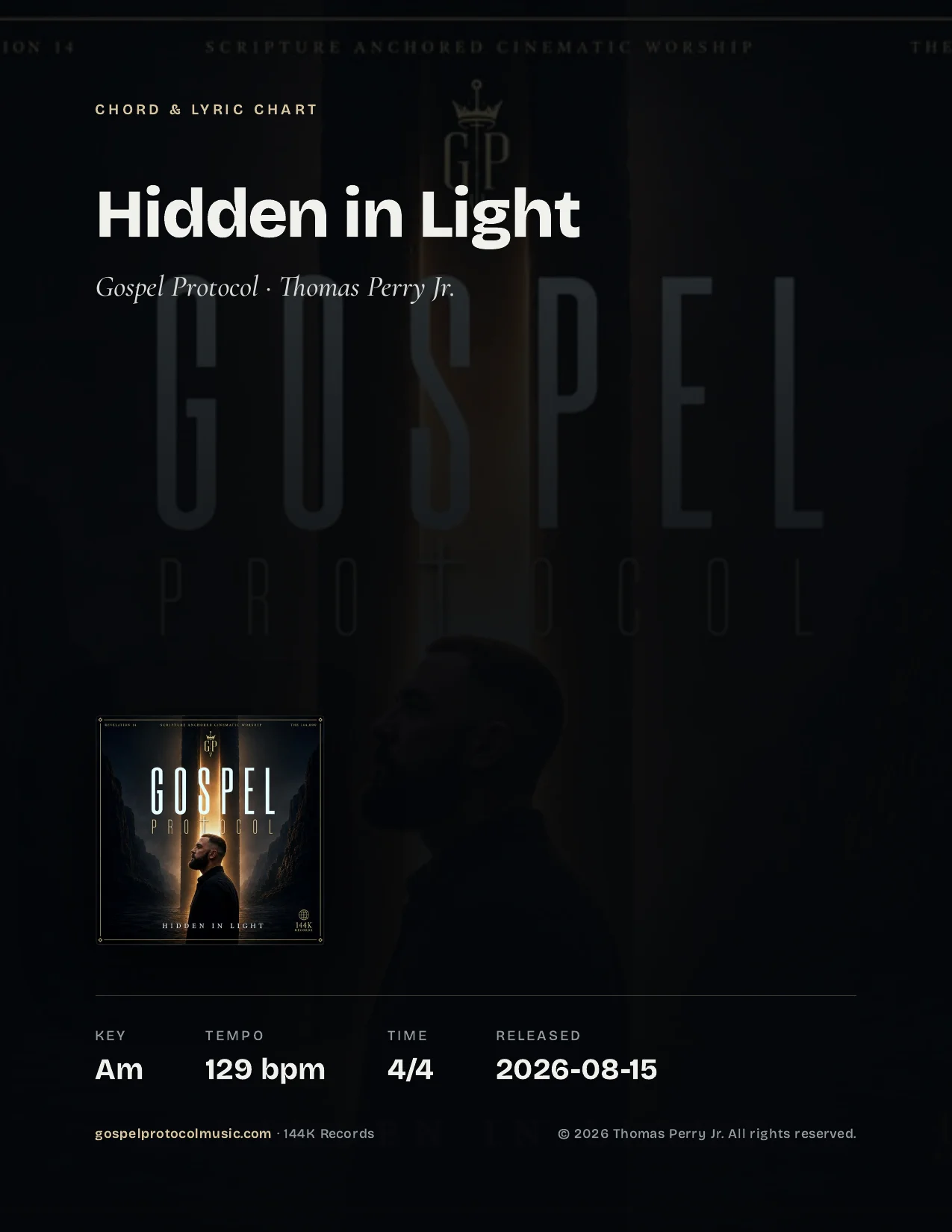 Hidden in Light — Chord & Lyric Chart product image (1)