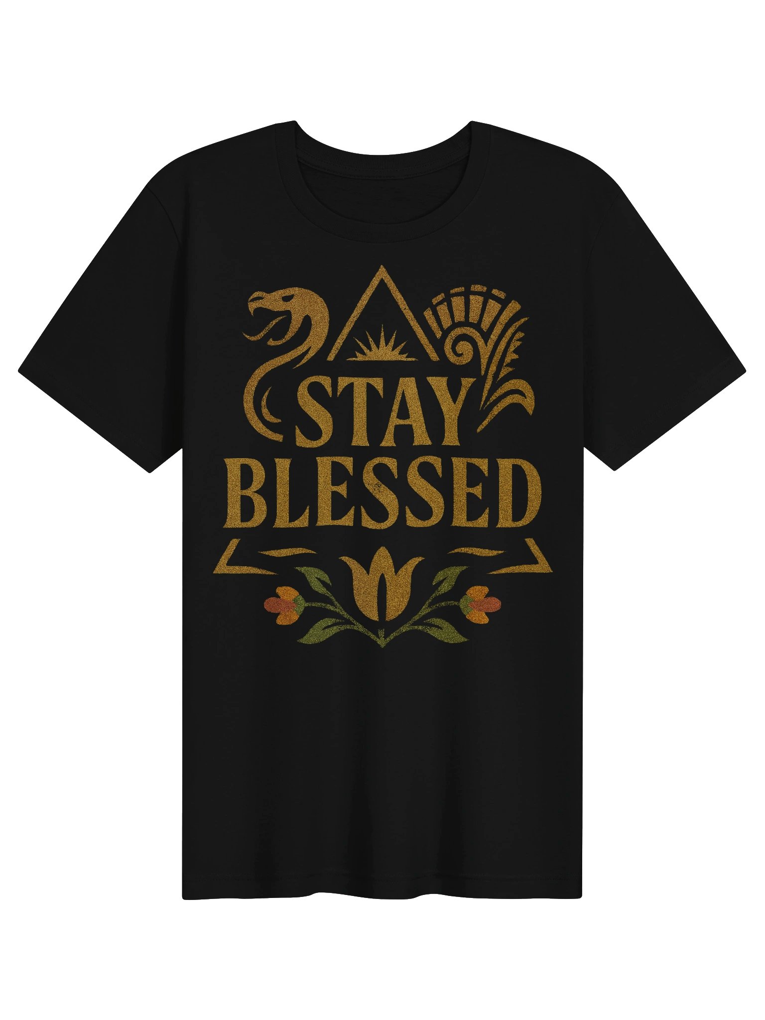 Stay Blessed Tee – Gold Sacred Art product image (1)