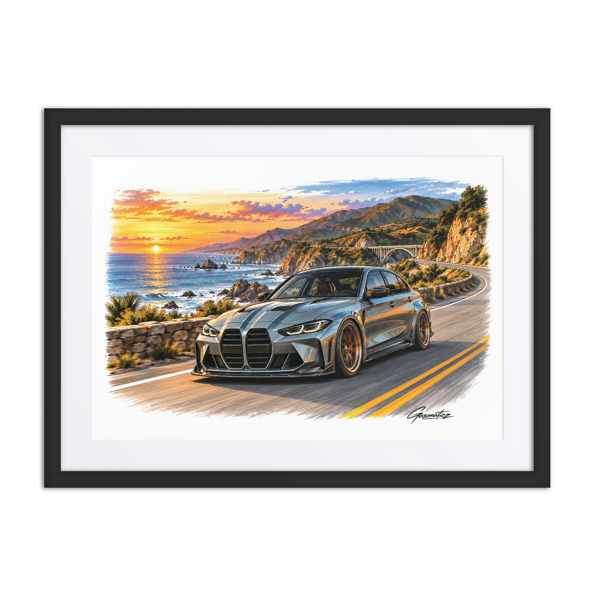 Coastal Performance — Luxury Sports Sedan California Coast Framed Wall Art product image (1)