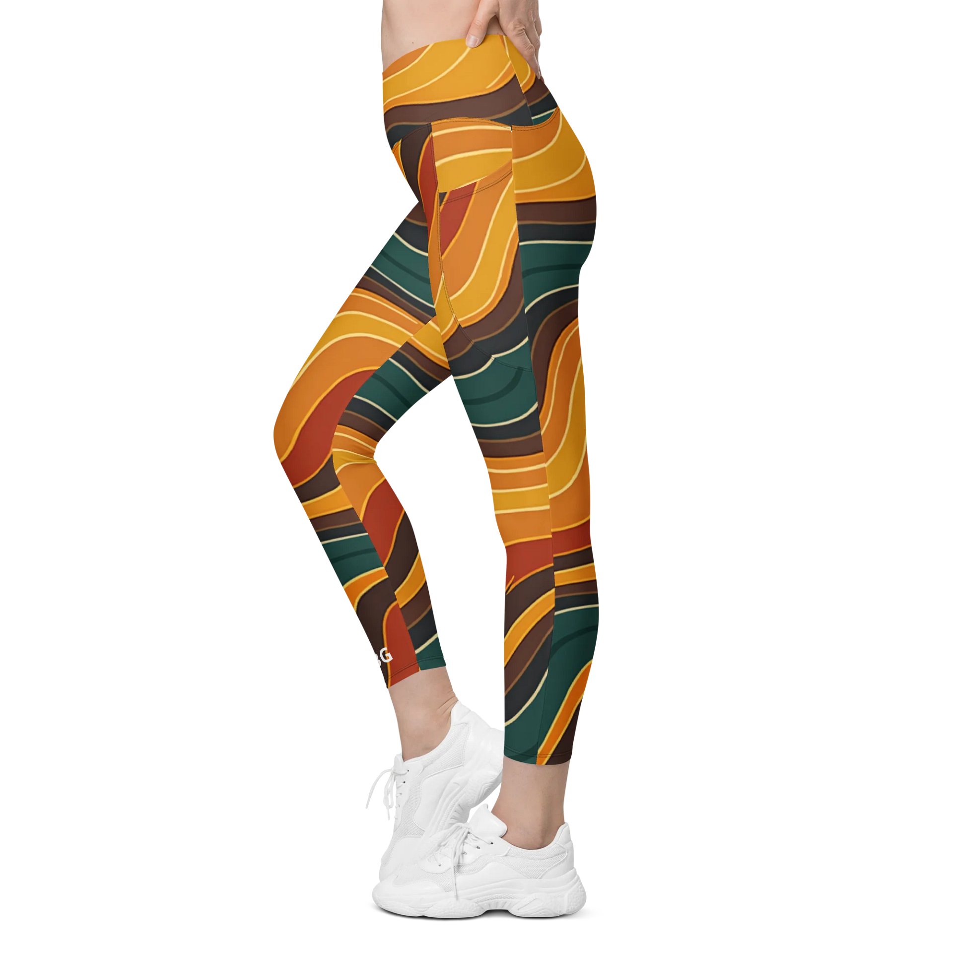 Barry Grady 'Flowing Waves' Crossover Leggings with Pockets product image (4)