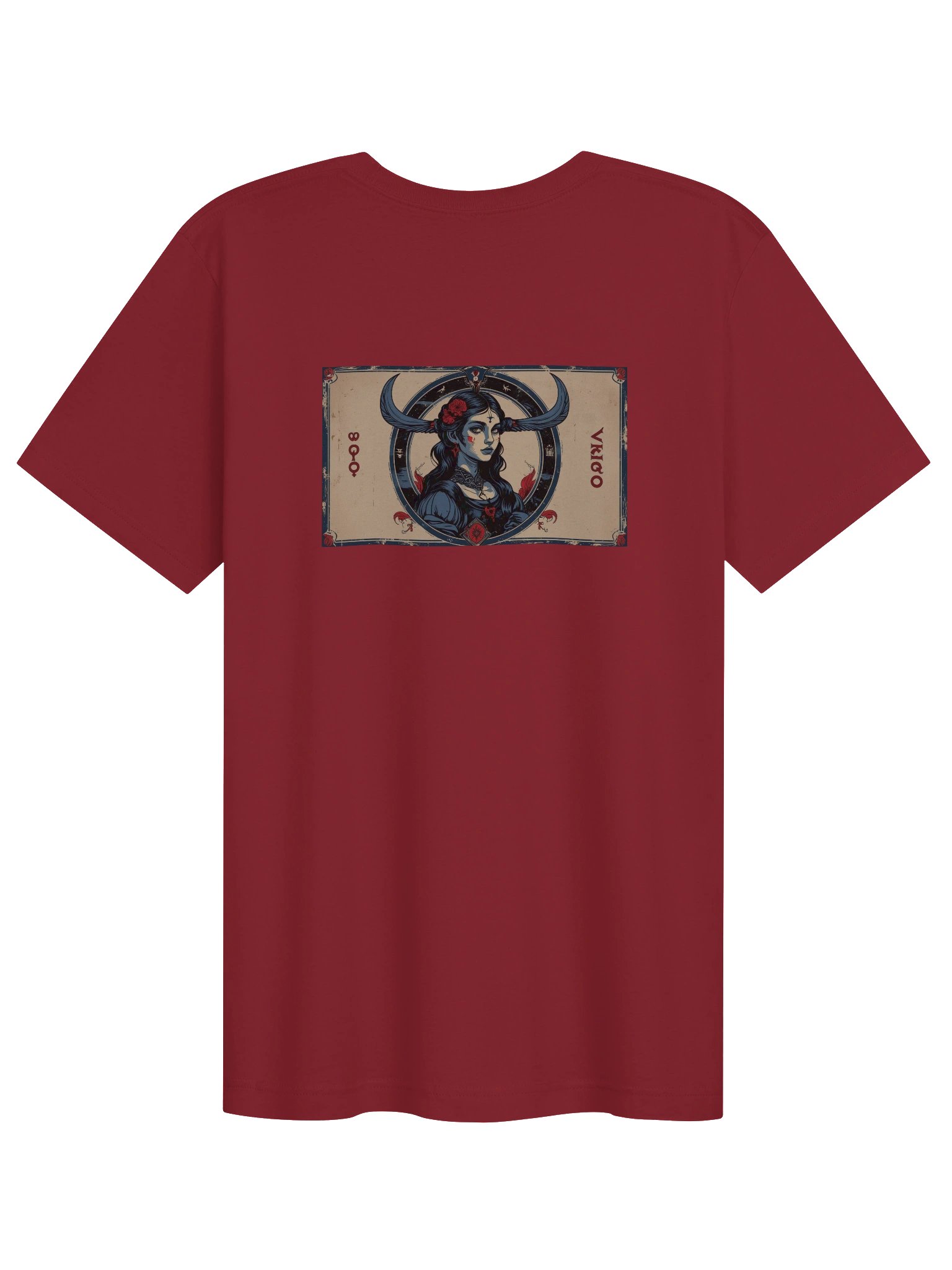 Virgo - Gothic Zodiac T-Shirt. Blue graphic on the back product image (2)