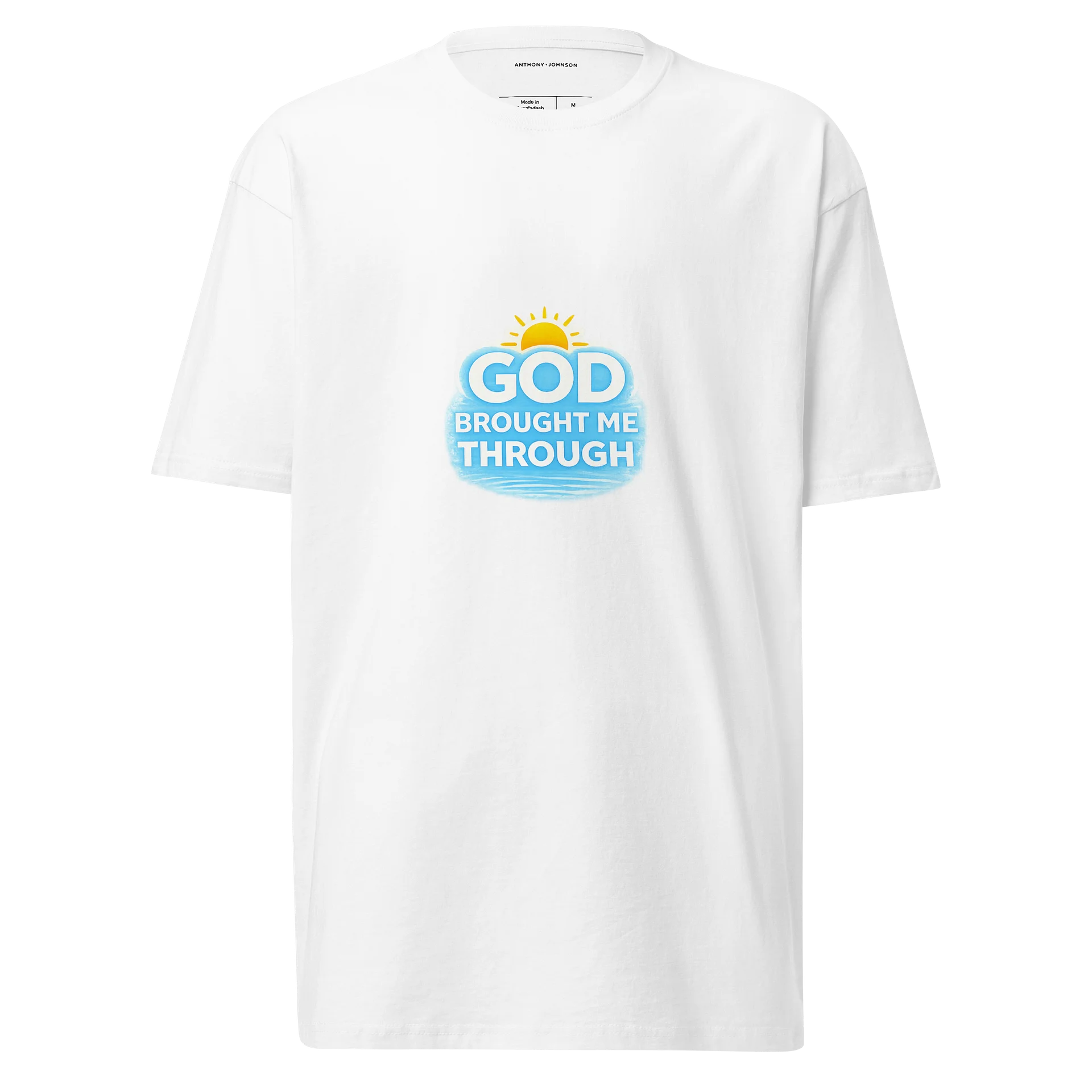God Brought Me Through – Summer Sun Edition-White Tee product image (1)