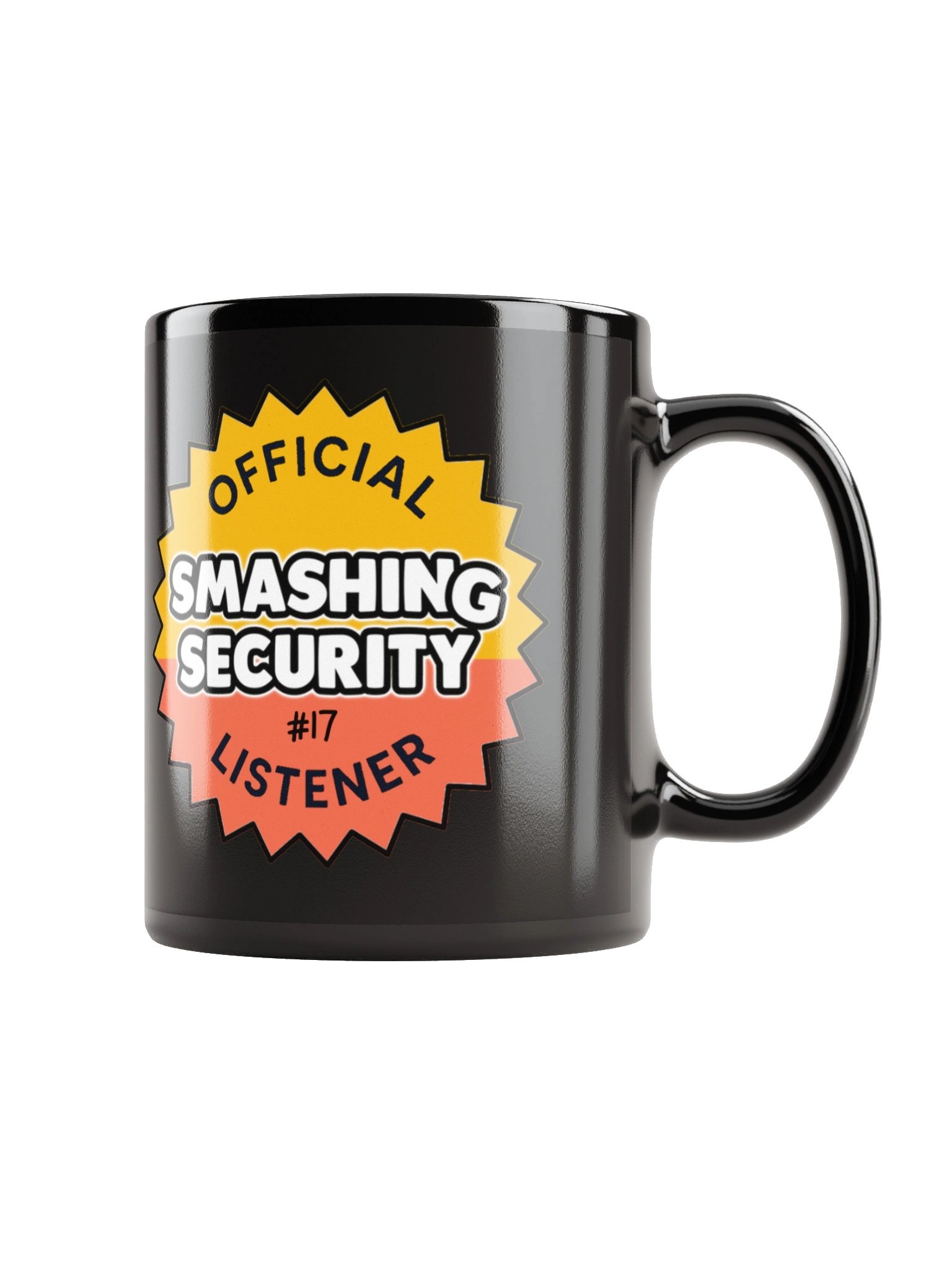 Official 17th listener to Smashing Security glossy black mug product image (1)