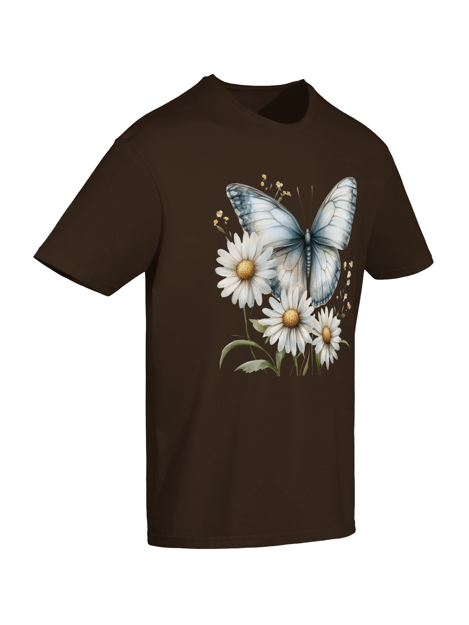 Butterfly & Daisy T-Shirt | Blue Butterfly Floral Graphic Tee for Nature Lovers product image (34)