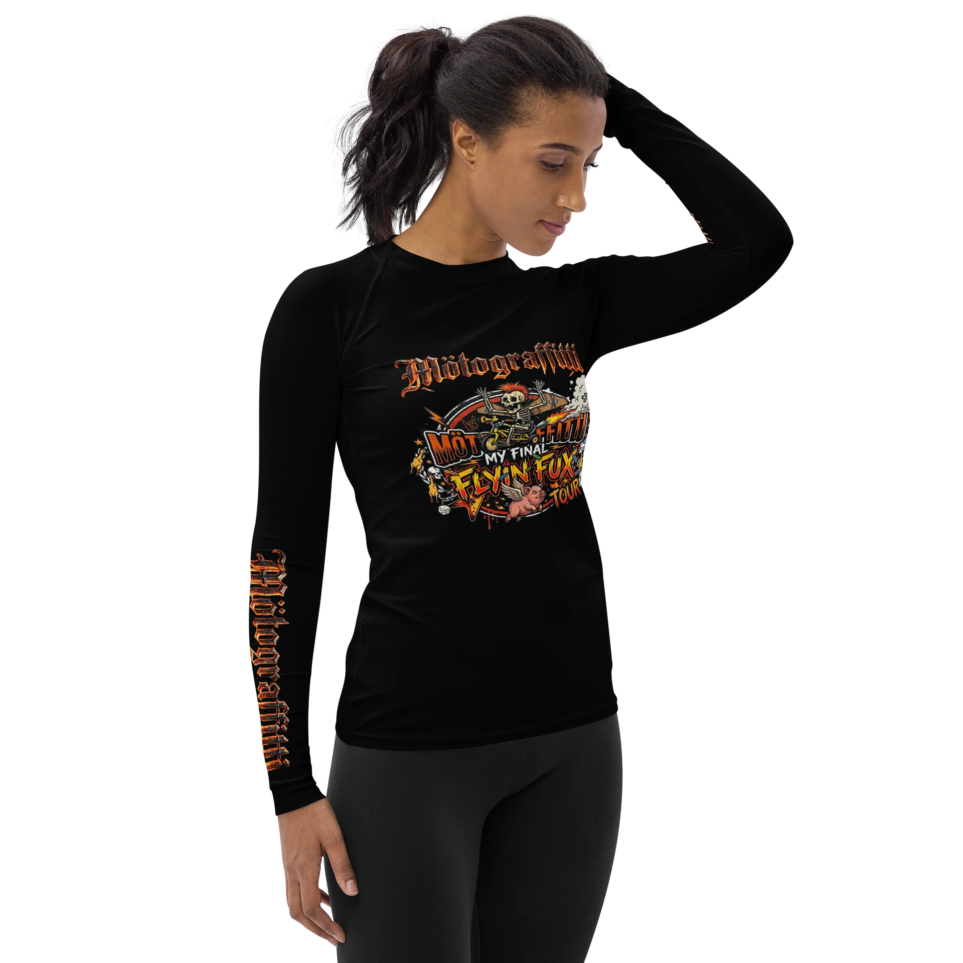 Women's MötoGraffitti Final Flyin Fux Tour Long Sleeve "Rash Guard"Tee Safety Orange product image (4)