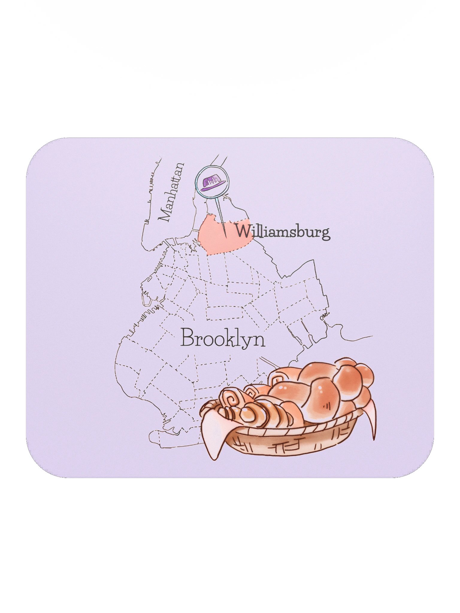 Williamsburg on the map, mouse pad product image (2)