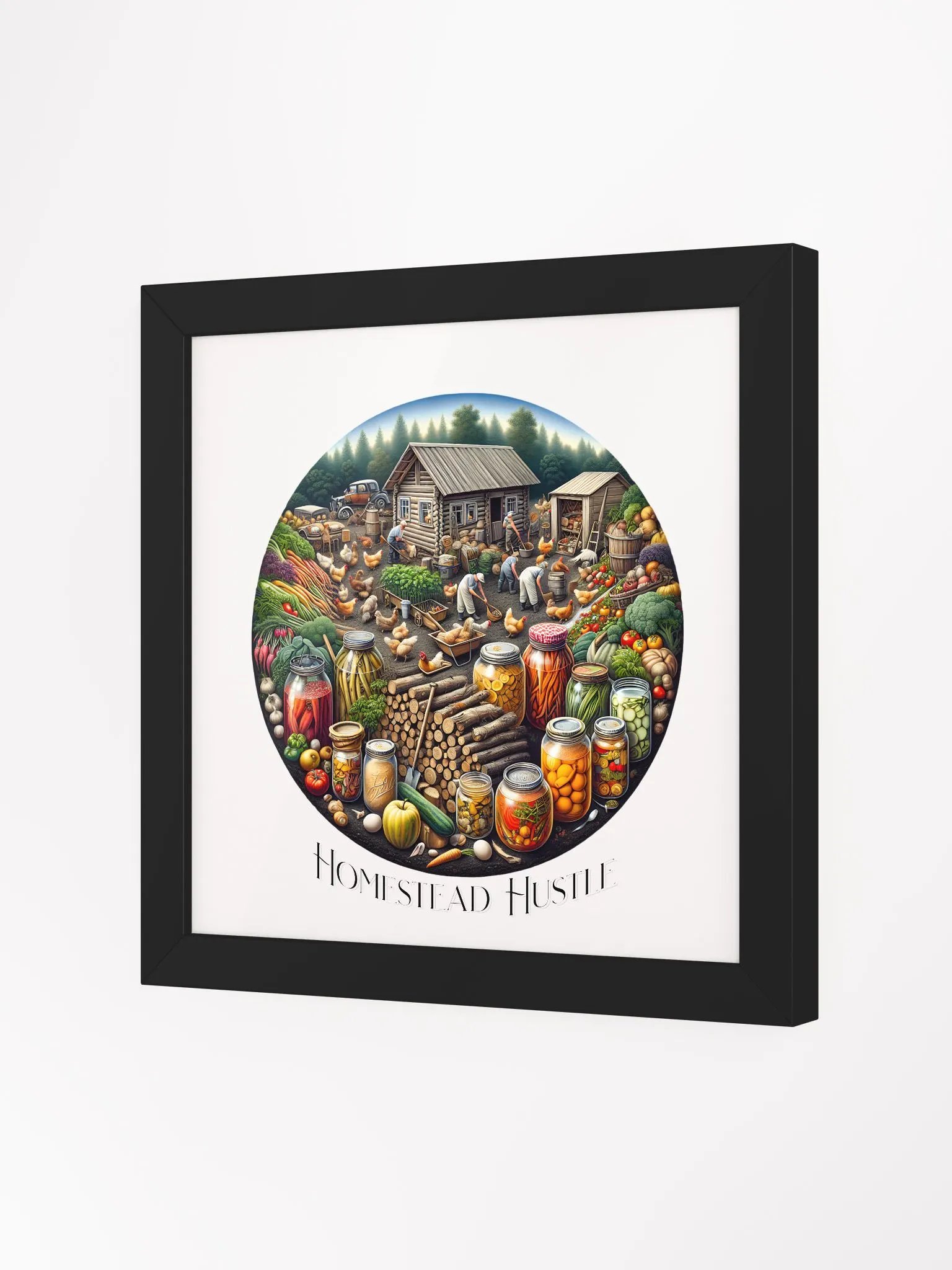 Homestead Hustle Framed Square Poster | Farm Life Motivation | Hard Work Pays Off | Hustle on the Homestead | Farm, Hustle, Thrive | DIY Farm Life Motivation | From Farm to Hustle product image (2)