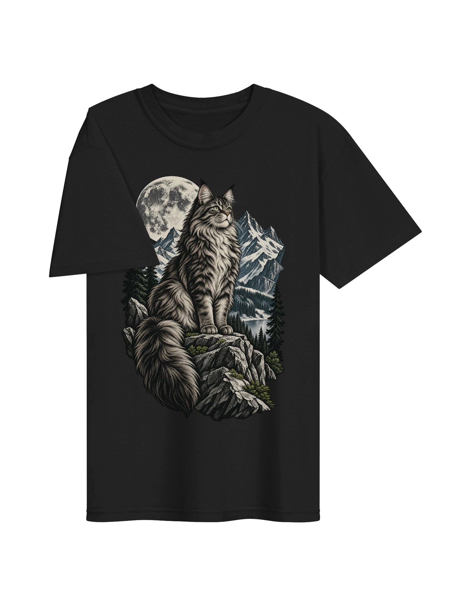 Moonlit Mountain Cat — Wilderness Graphic T-Shirt product image (4)