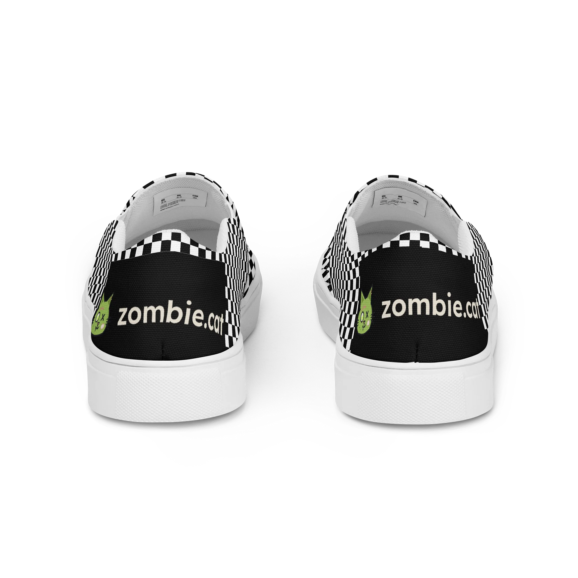 Nyanbie Checkerboard Zombie Cat Men's Slip-On Canvas Shoes product image (4)
