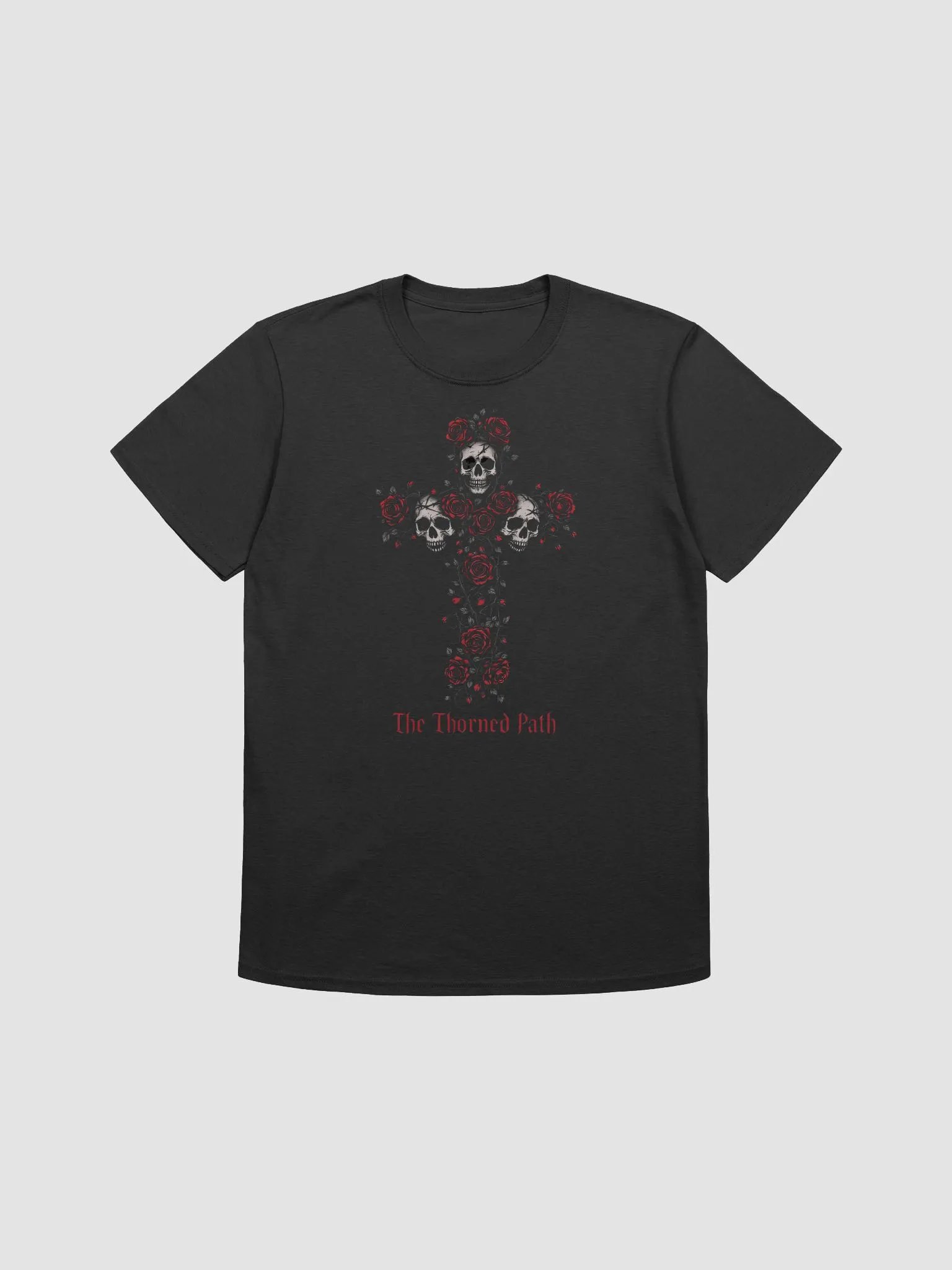 Guns N’ Roses Thorned Path T-Shirt | Skull & Rose Gothic Cross Rock Graphic Tee | Dark Hard Rock Streetwear product image (1)