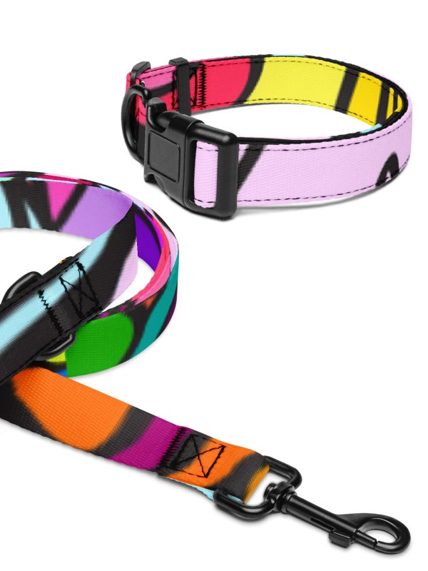 Vibrant Stripes Pet Collar & Leash Set - Wave at Sunset product image (9)