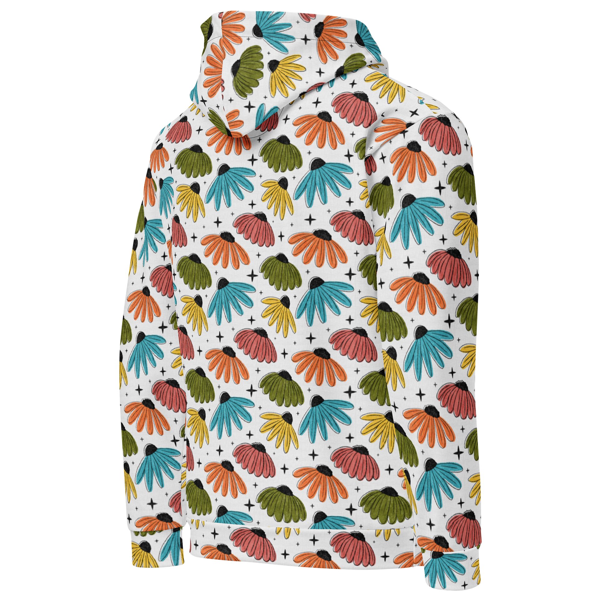 Retro Halftone Coneflowers Unisex Cotton Hoodie product image (4)