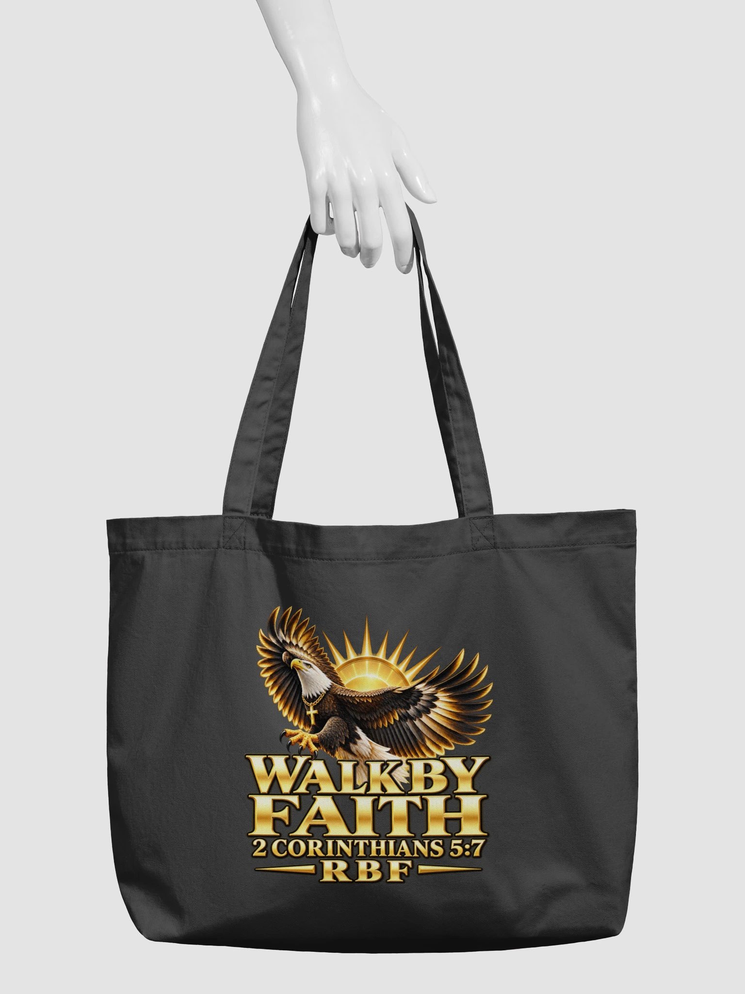 Walk by Faith Golden Eagle Large Tote — 2 Corinthians 5:7 product image (3)