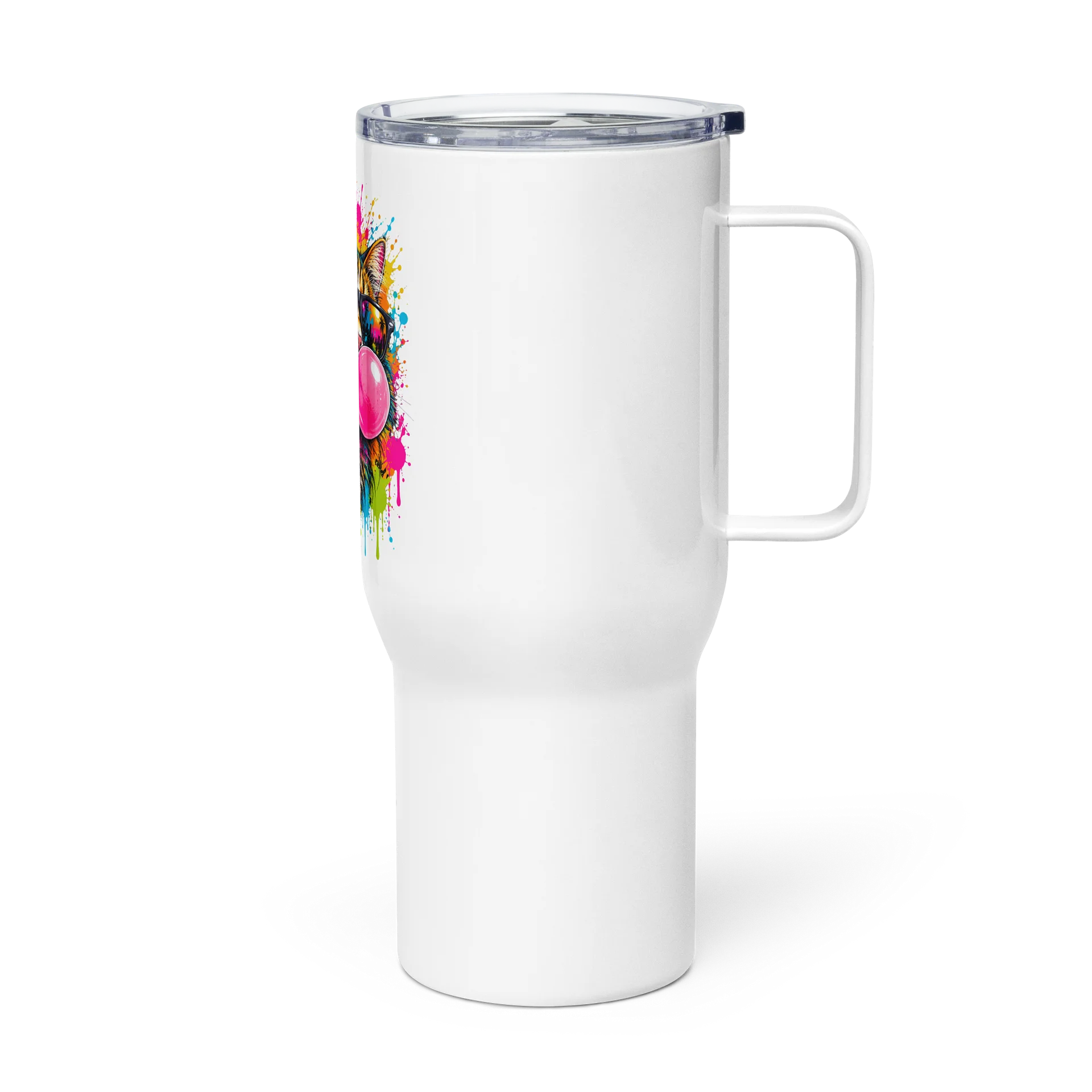 Bubble Trouble – Neon Cat Travel Mug product image (4)