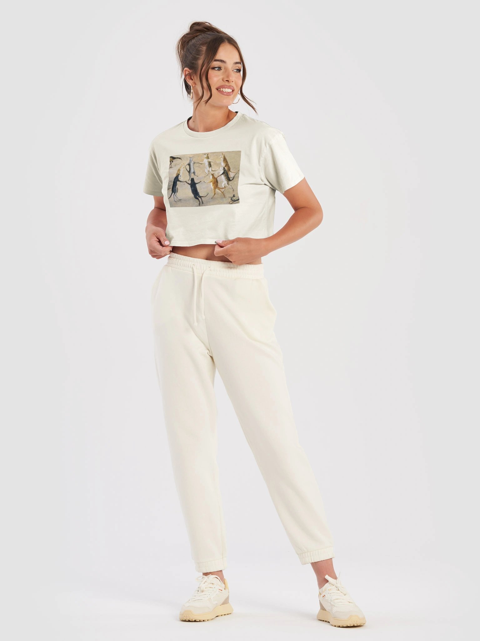Circle of Dancing Cats - from the Witches Cove - Cotton Crop Top product image (2)
