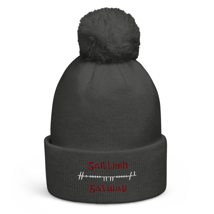 Galway/Gaillimh Scholastic Ogham embroidered Pom-Pom Beanie product image (1)