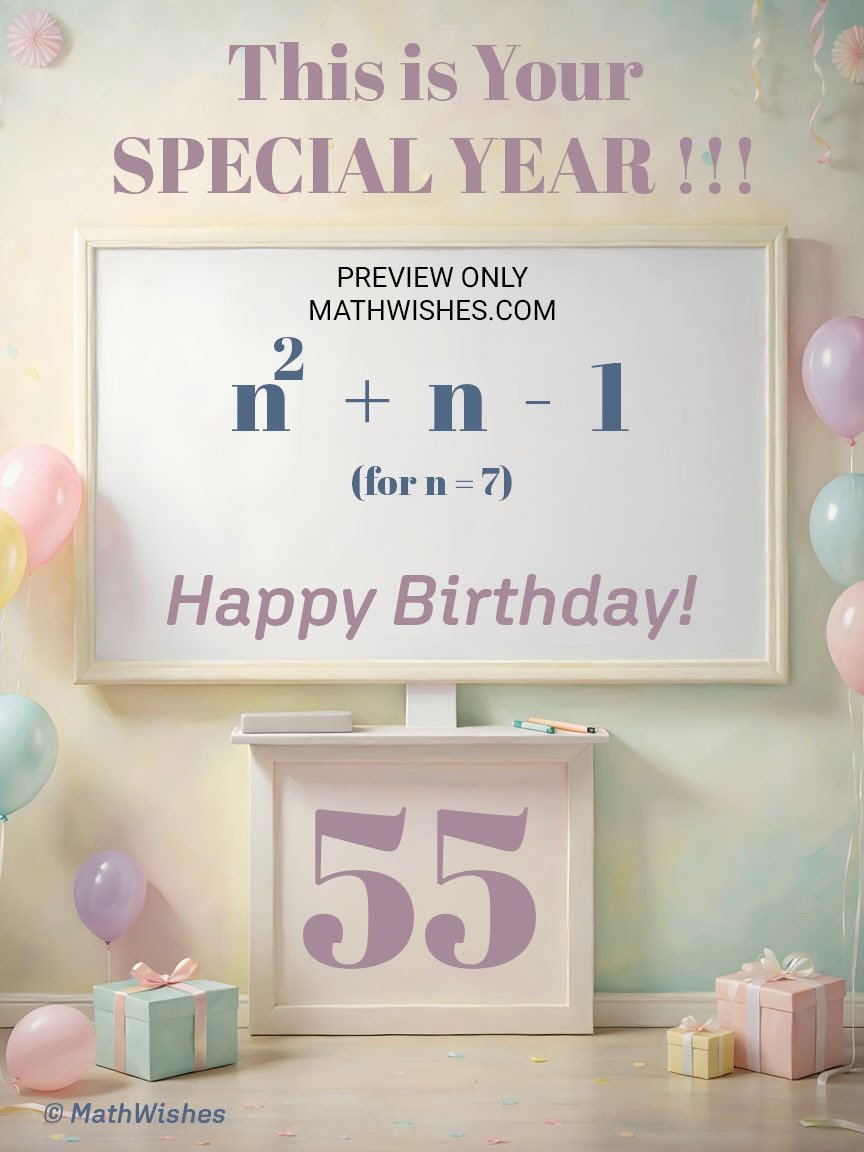 55th Birthday Card - Algebra Equation product image (1)