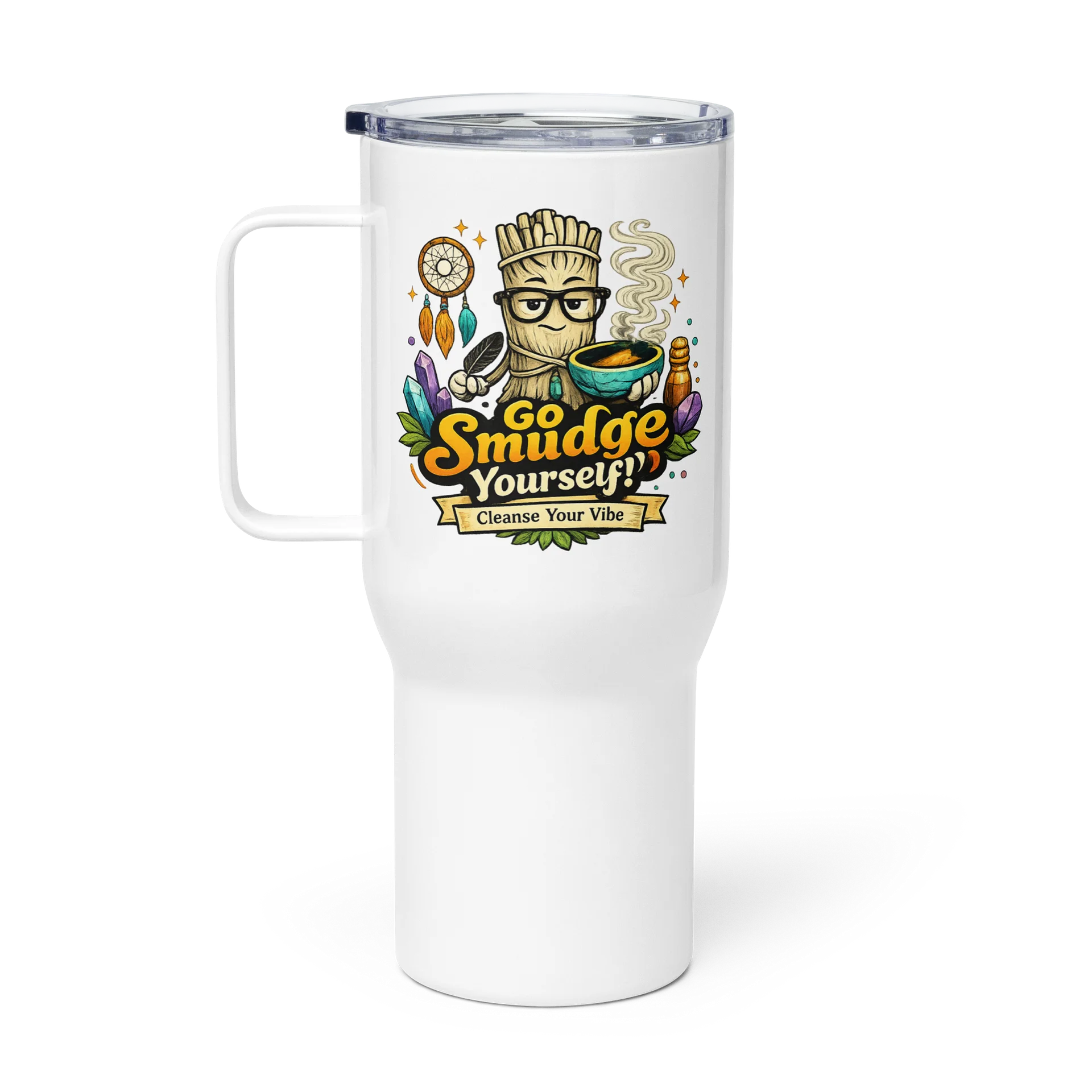 Product Title "Go Smudge Yourself | Smudgy the Sage Travel Mug product image (1)