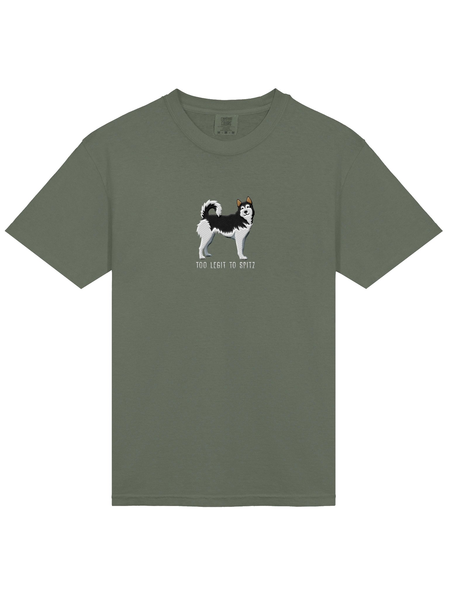 Too Legit to Spitz T-Shirt(Embroidered) of a Siberian Husky(Black & White) product image (6)