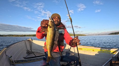 One happy fisherman, caught a nice walleye on the crank case 70, started jigging caught a bunch of walleyes then caught two j...