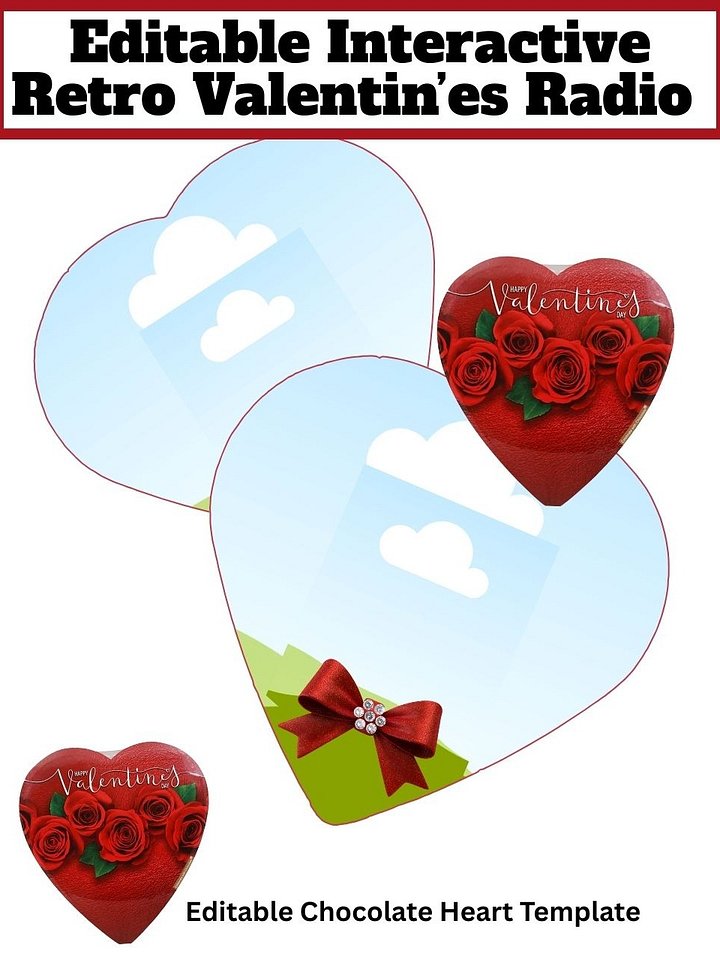 Interactive Hip Hop Retro Radio Valentine’s Day Gift Basket Template | Editable Canva DIY | Instant Download | QR Code - BONUS DT Party Favor Templates product image (2)