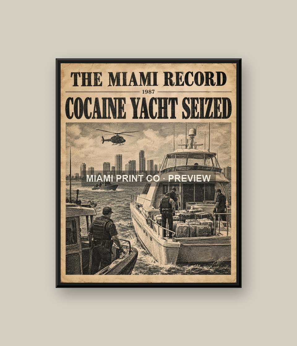 Cocaine Yacht Seizure | Framed Art Print product image (1)
