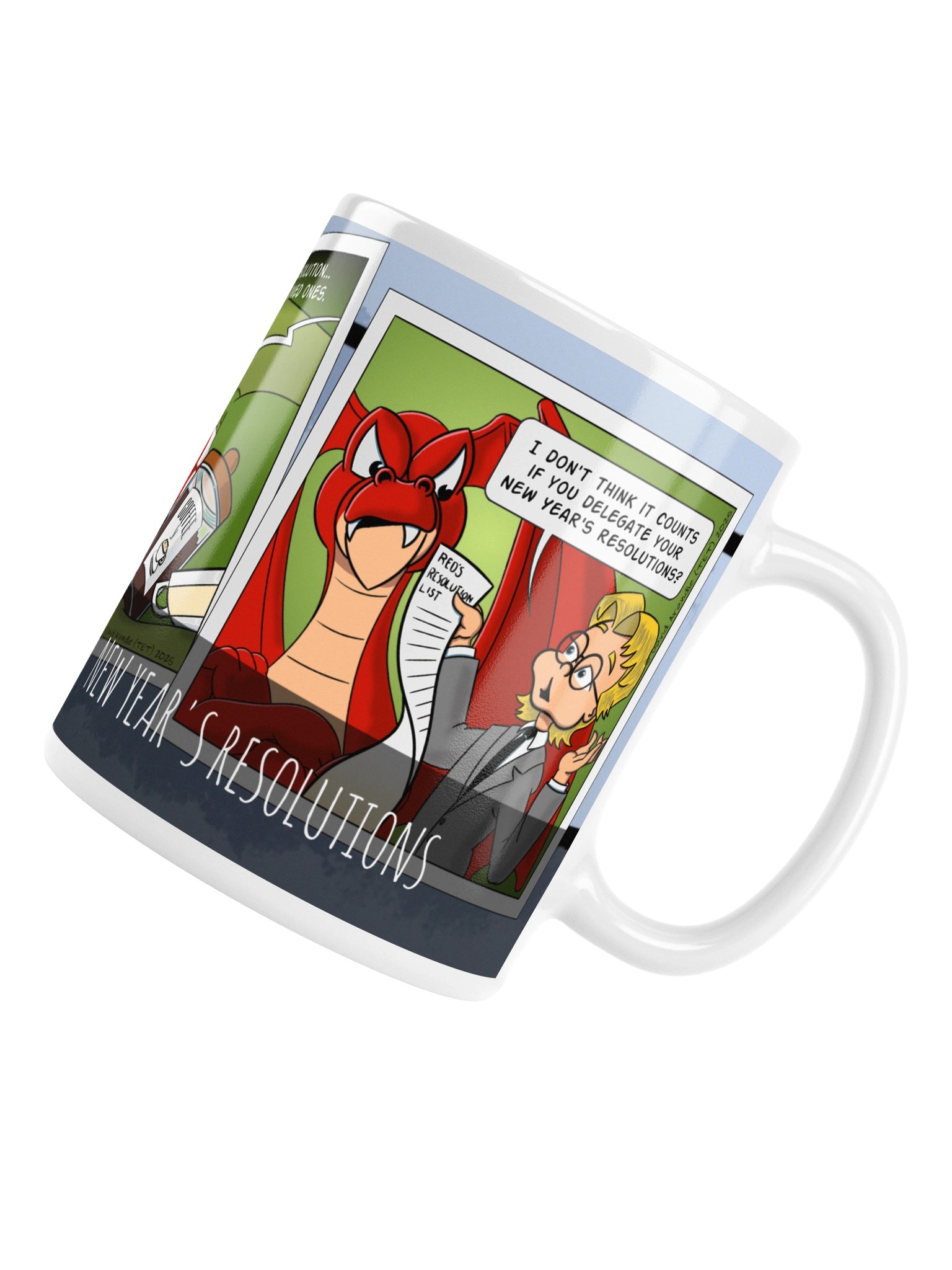 Resident Dragon Comic New Year's Resolutions Three-Panel Mug product image (6)