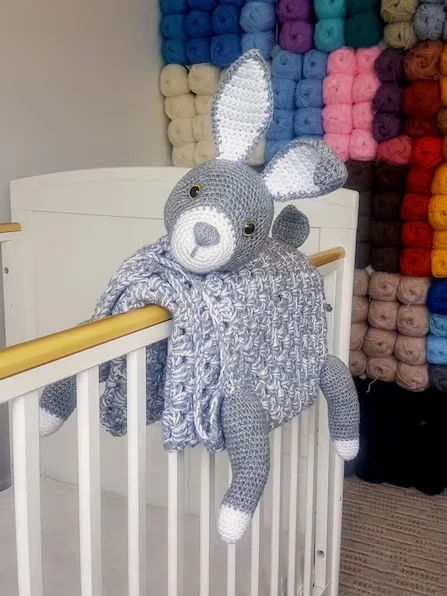 Woodland Bunny Baby Blanket Crochet Pattern - Pram Toy Security Blanket PDF - Crafting Happiness product image (7)