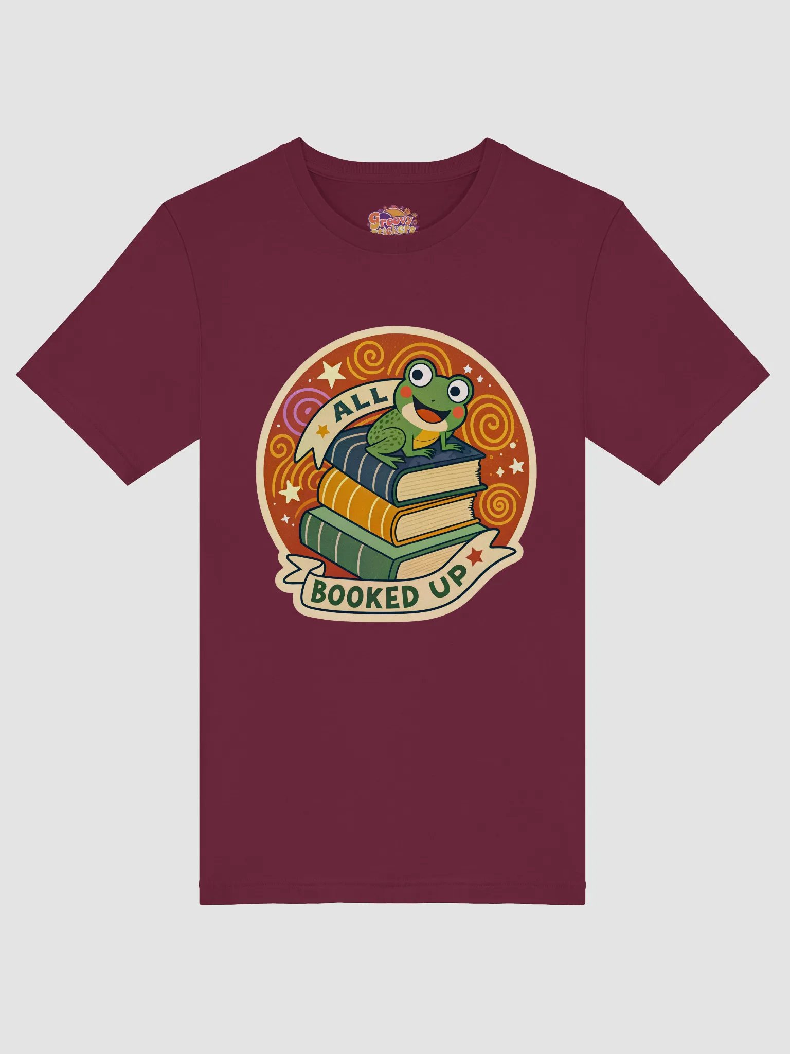 Whimsical Frog 'All Booked Up' T-Shirt product image (3)