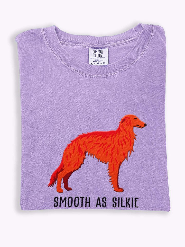 Smooth as Silkie T-Shirt(Embroidered) of a Silken Windhound(Red) product image (1)