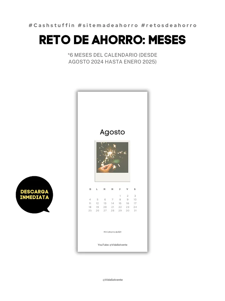 Retos de ahorro mensual (AGOSTO 2024 - ENERO 2025) product image (1)