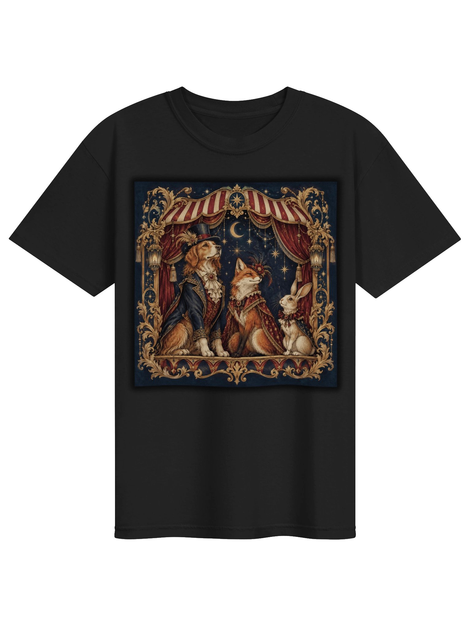 Vintage Woodland Animal T-Shirt – Victorian Dog, Fox & Rabbit Art Graphic Tee product image (2)