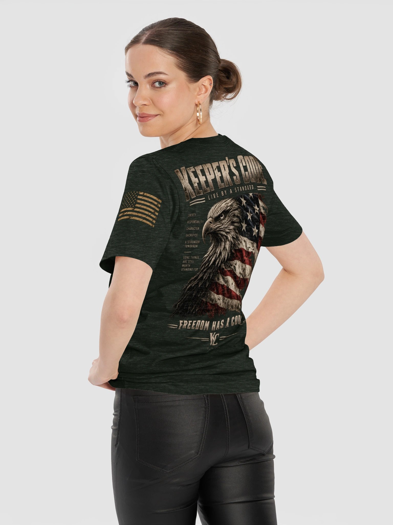 Women’s Freedom Has A Code Patriotic Eagle Graphic T-Shirt product image (5)