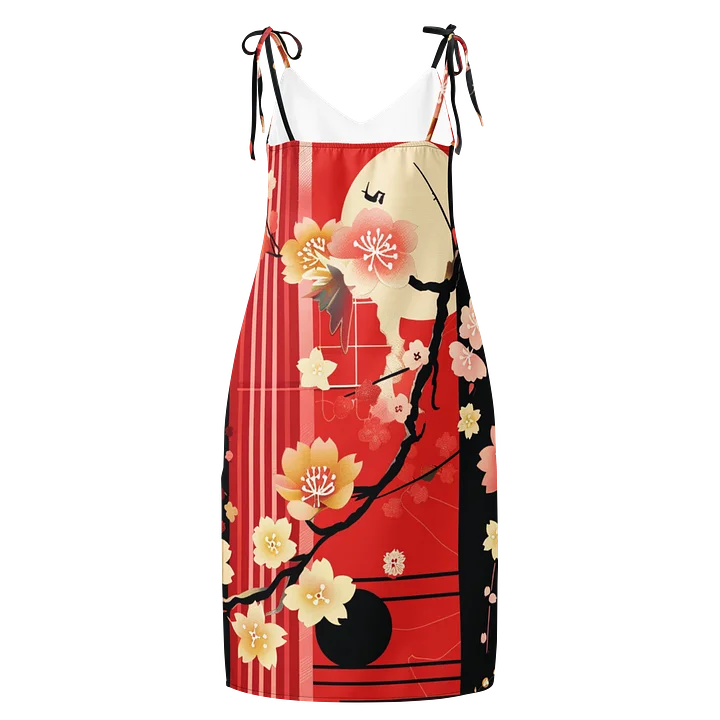 Japanese Sakura Midi Slip Dress | Red Cherry Blossom Chiffon Summer Dress product image (2)