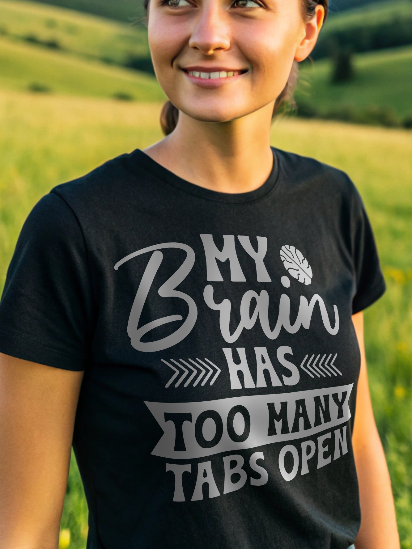 My Brain Has Too Many Tabs Open Women's Black T-Shirt product image (1)