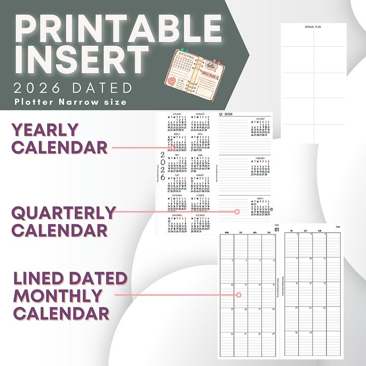 Dated Monthly Calendar with Quarterly Planner - Narrow Size product image (1)