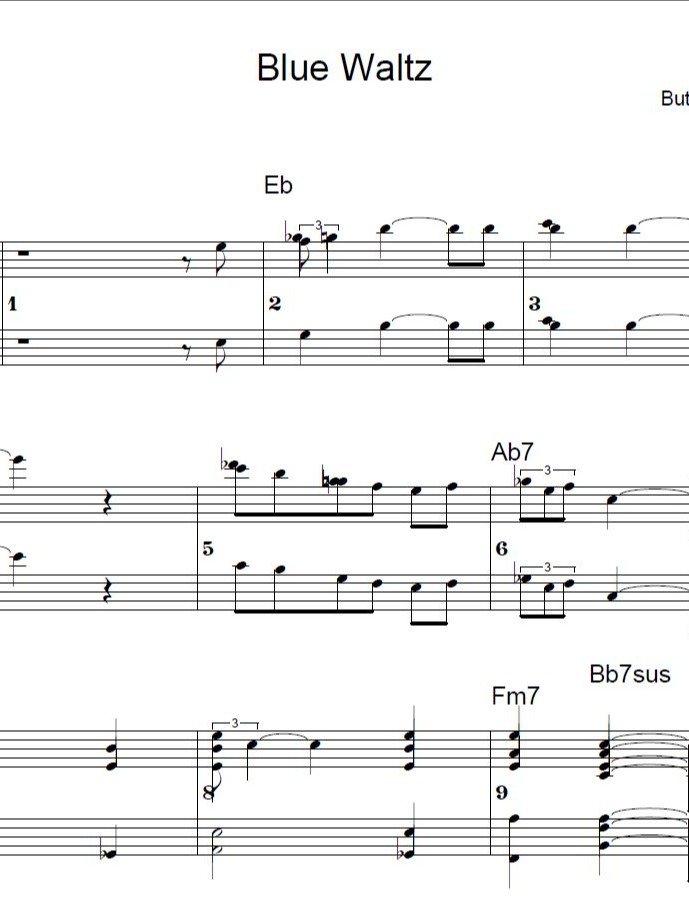 Blue Waltz - Blues piano - Piano sheet music product image (1)