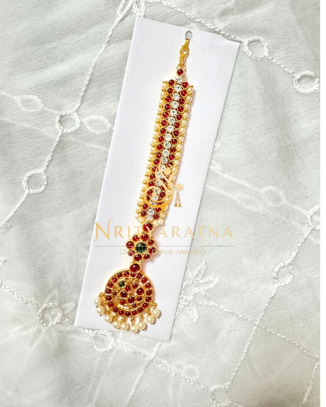 Red Kemp and white Stones- Single Chutti product image (1)