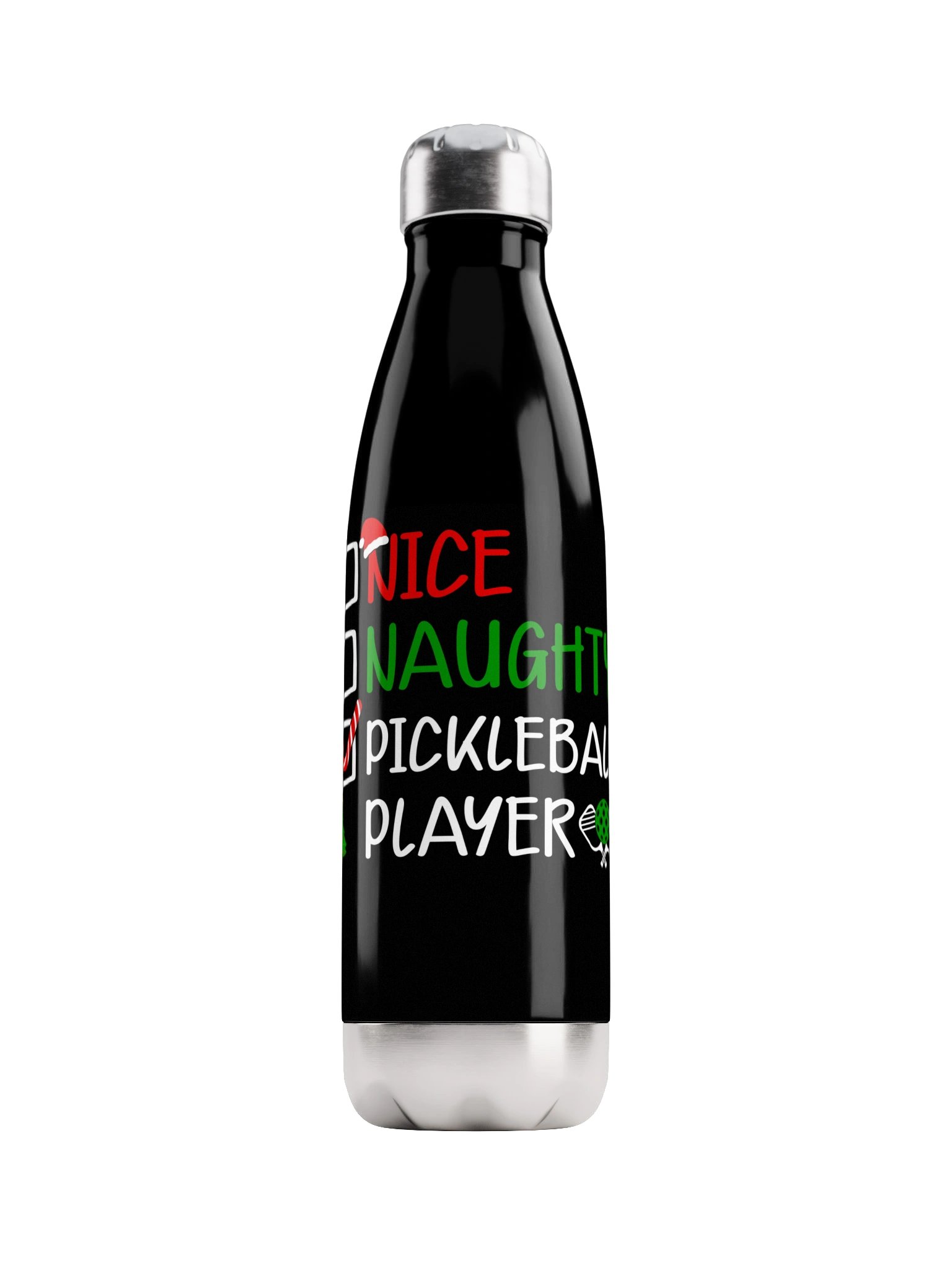 Nice Naughty Pickleball Player Water Bottle – Christmas Pickleball Water Bottle product image (1)