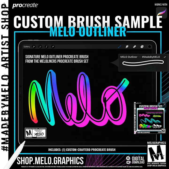 MELO OUTliner Procreate Brush - Sampler 1pk | #MadeByMELO product image (2)