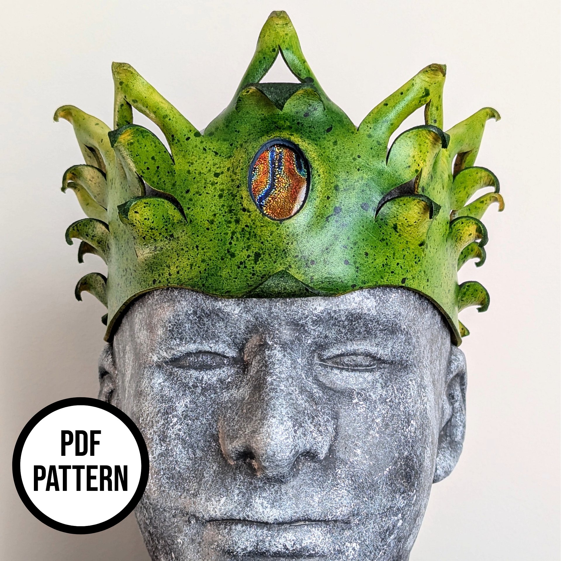 Flower Crown with Cabochon Inlay - PDF Pattern for Leather product image (1)