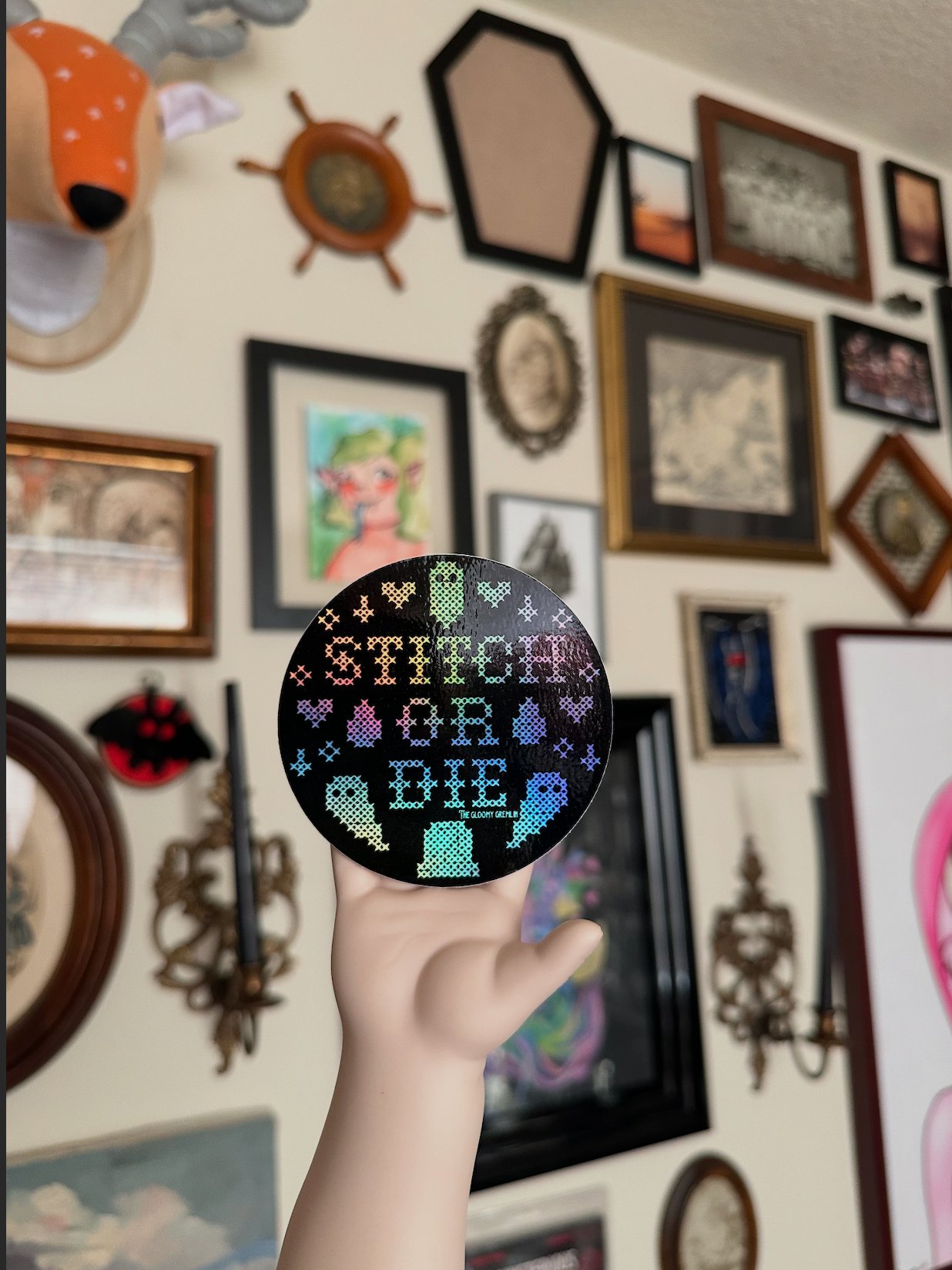 Stitch or Die - 3" Holographic Sticker product image (2)