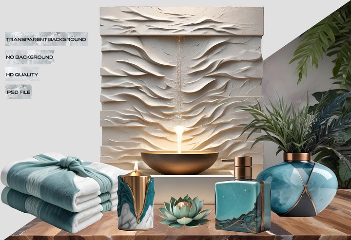 Spa decor 6 object scene creator with fountain product image (1)