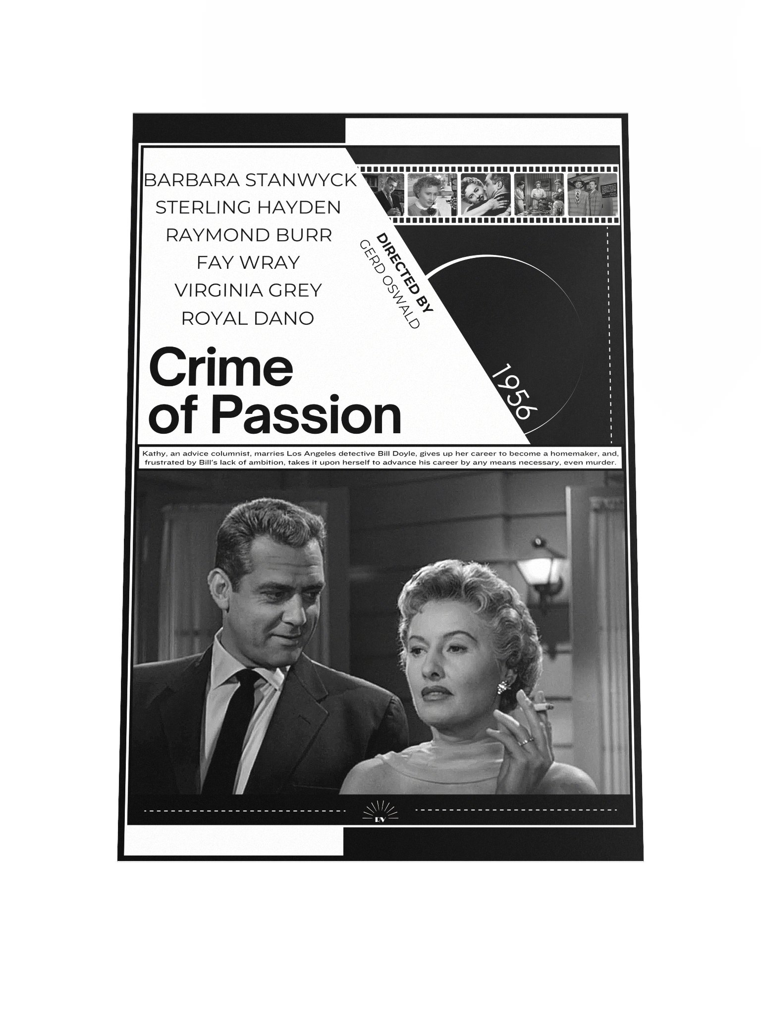 Crime of Passion with Barbara Stanwyck, Sterling Hayden and Raymond Burr 1956 | Movie Poster | 12x18 Wall Art product image (1)