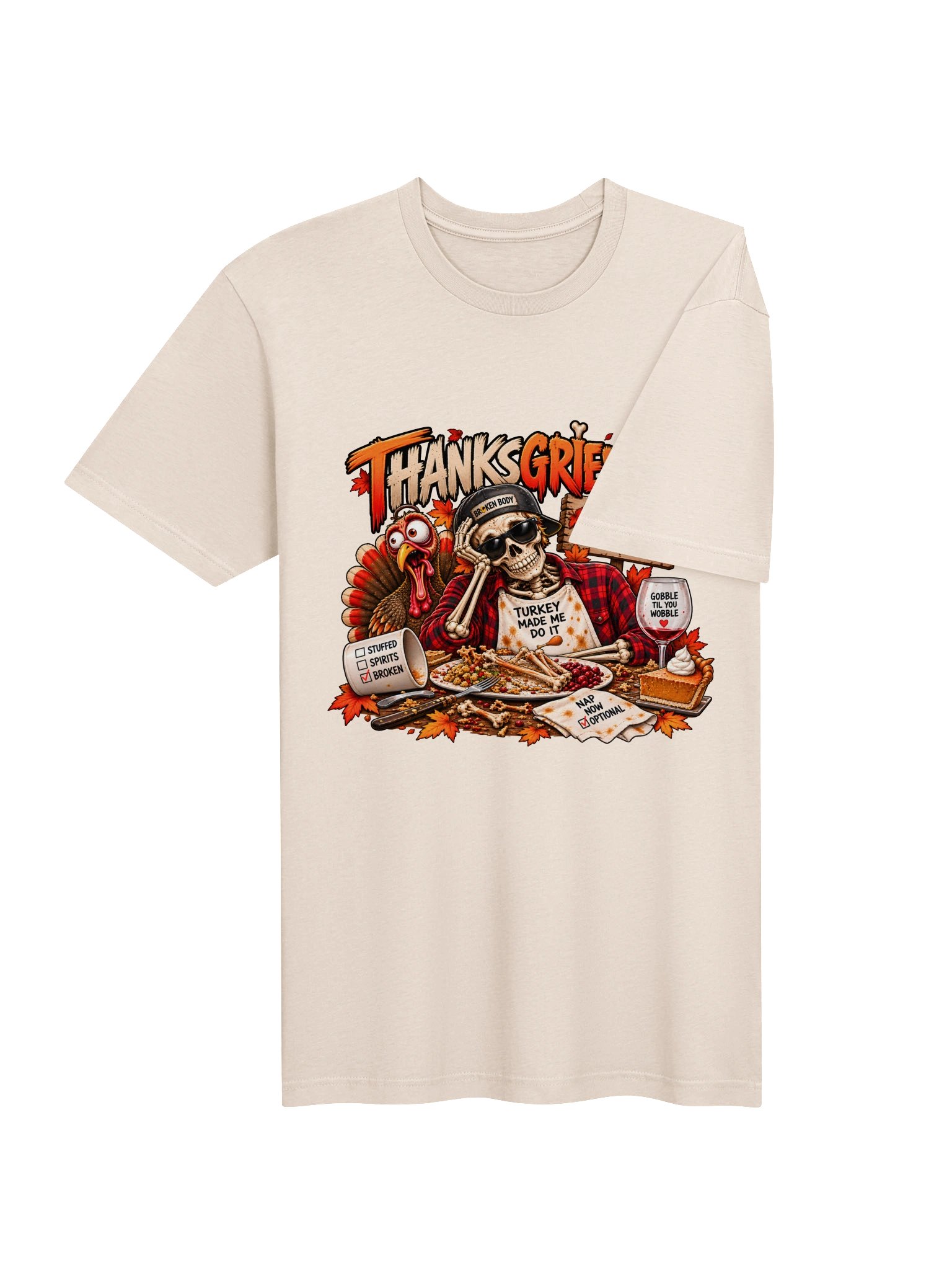 Funny Thanksgiving Shirt — Thanksgrieving, Good Food, Bad Knees | Broken Turkey™ product image (5)