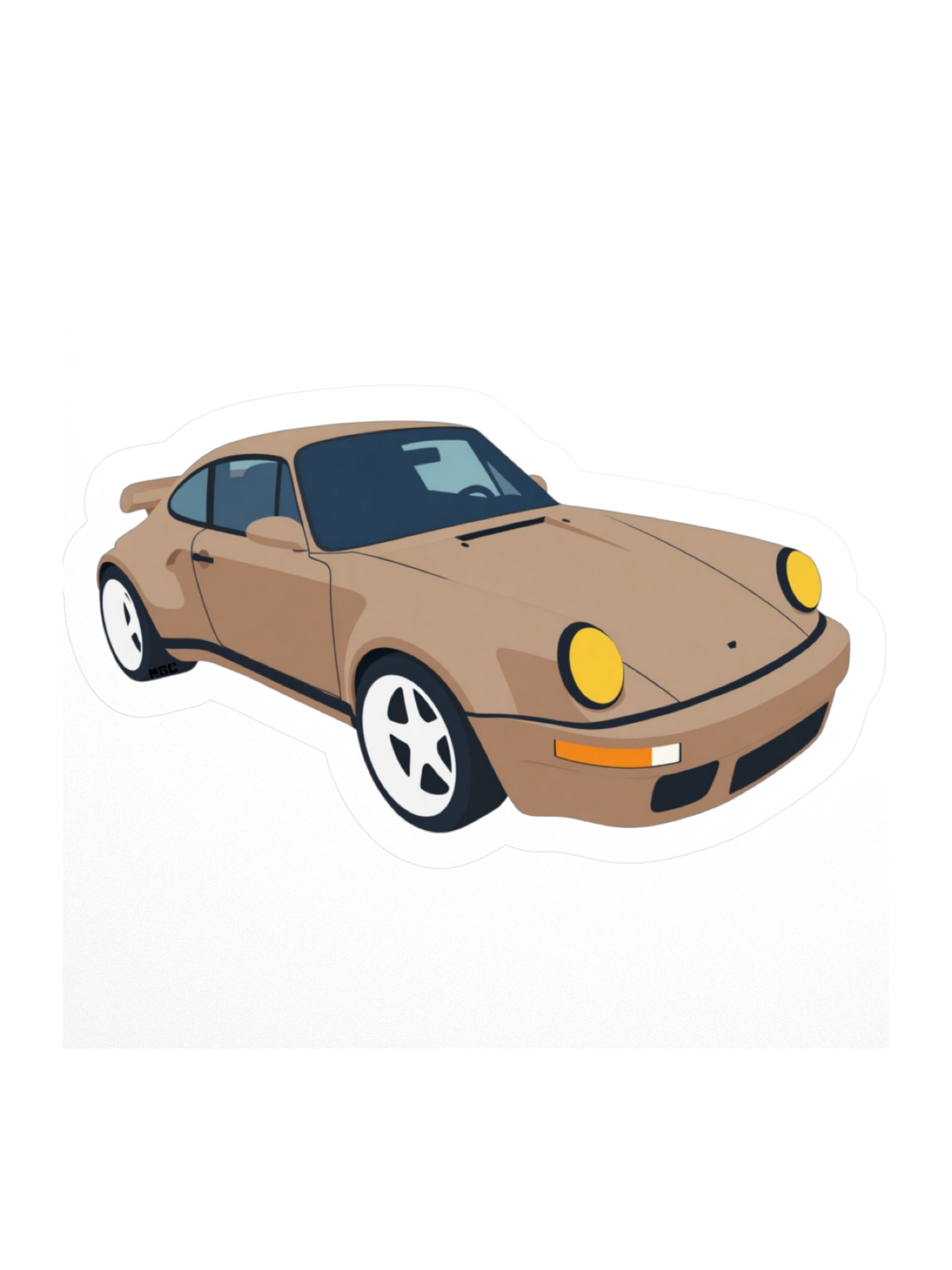 Grey Porsche 964 Ruf Automobile Ultimate "Wolf" Voxel Art Sticker (Retro, Sketch, Silhouette) product image (1)