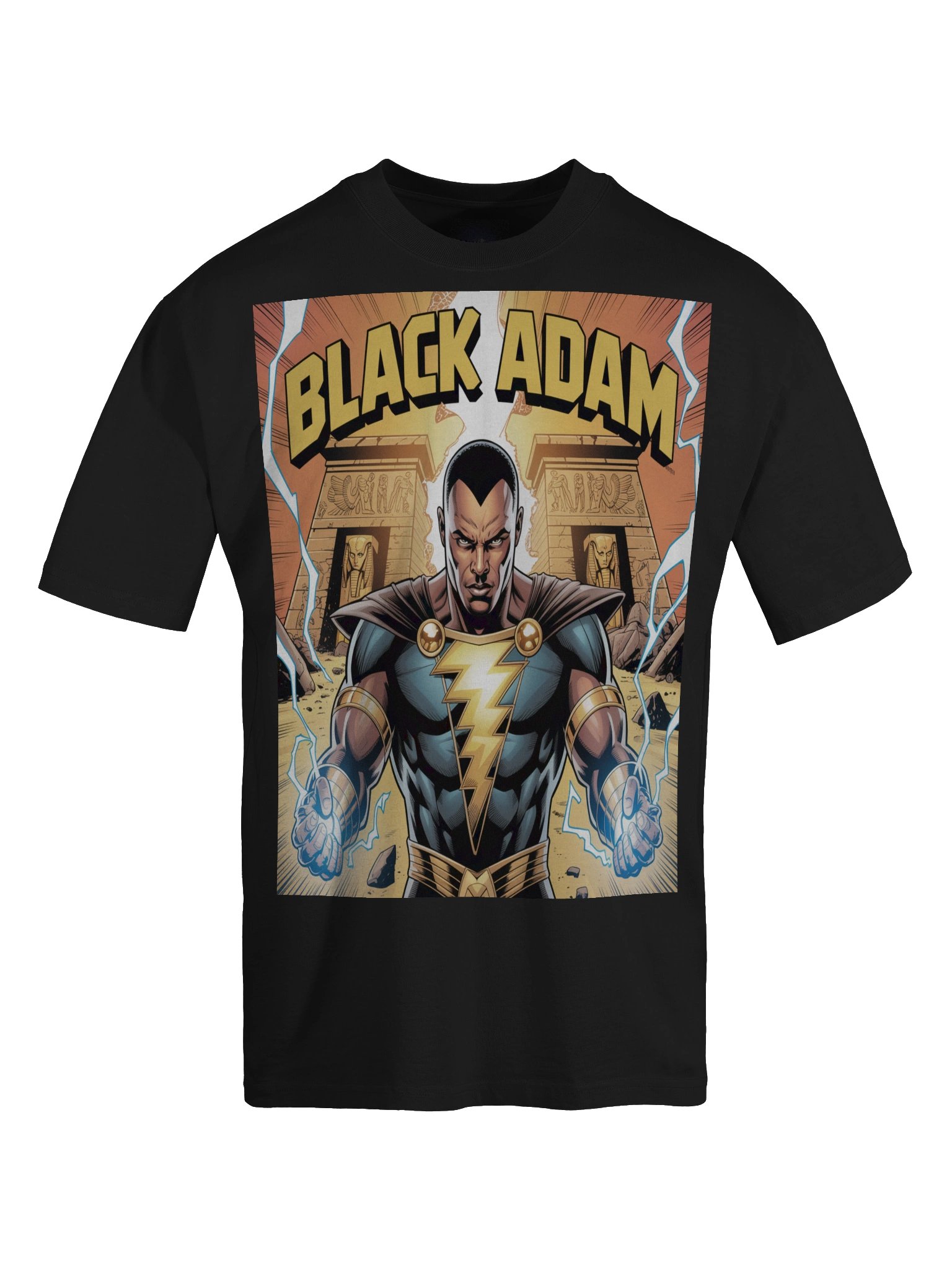 Black Adam Power of Shazam Oversized Faded T-Shirt – Kahndaq Eclipse Fury product image (1)