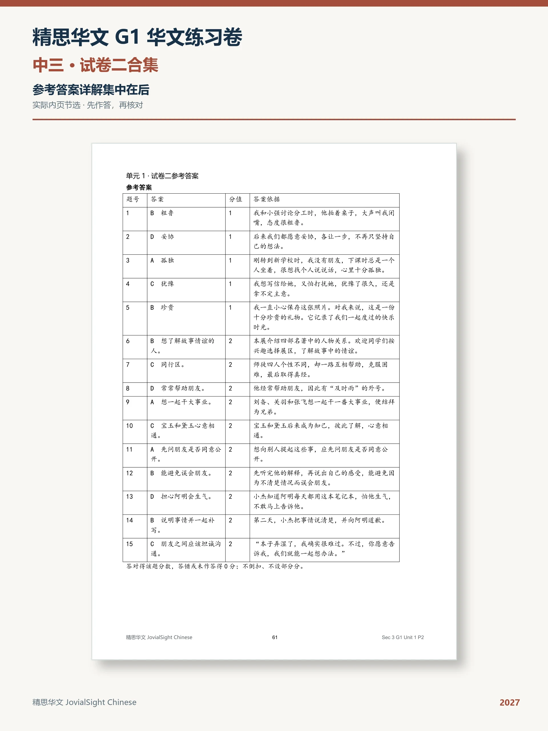 中三 G1 华文试卷二练习合集｜Secondary 3 G1 Chinese Paper 2 Practice product image (4)